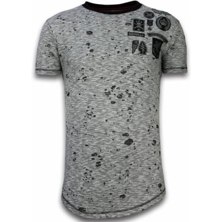 Longfit Asymmetric Embroidery - T-Shirt Patches - Guerrilla - Grijs