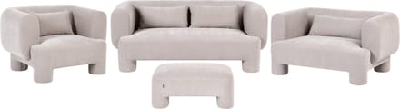 HOGBO - Bankenset 6-zits met ottomaan - Beige - Polyester