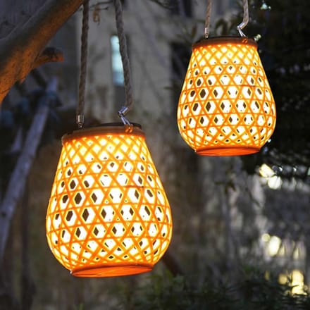 Decoratieve Buiten Solar Lamp met Bamboe Look voor Tuin en Patio