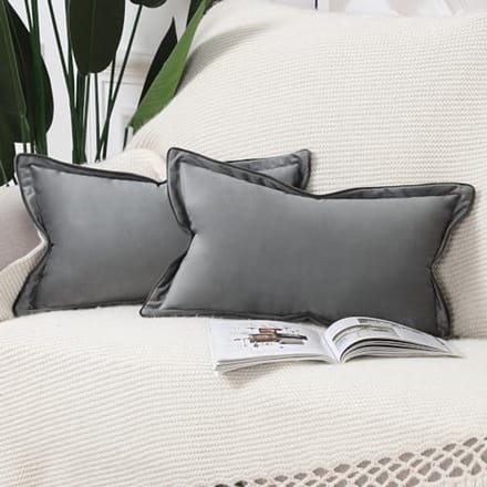 Set van 2 Fluweel Boho Kussenslopen Zachte Decoratieve Kussenhoezen 40x80 cm Grijs