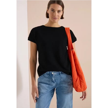Shirt met boothals in ajour-look