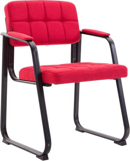 CLP Stoel met armleuningen Canada B, gestoffeerde bezoekersstoel met stofbekleding Stof/rood