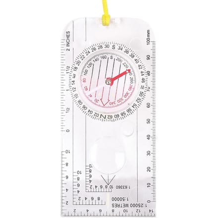 Professionele Wijzer Kompas Wandel Protractor Kampeer Kompas Liniaal Vergrootglas Voor Kaarttekenen Plotten white