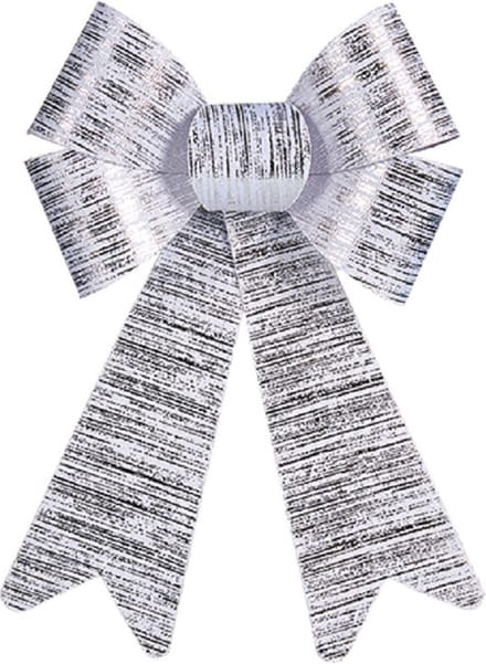 Krist kerstboomversiering strik - zilver glimmend - 15 x 25 cm - kerststrikken