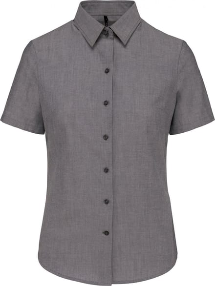 Kariban Dames Oxford blouse korte mouwen K536 - Oxford Silver - XXL