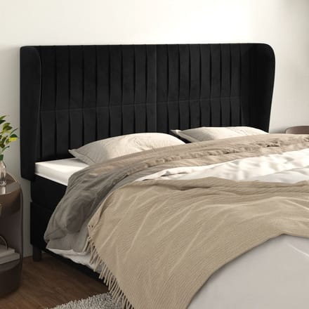 vidaXL - Hoofdbord - met - randen - 183x23x118/128 - cm - fluweel - zwart