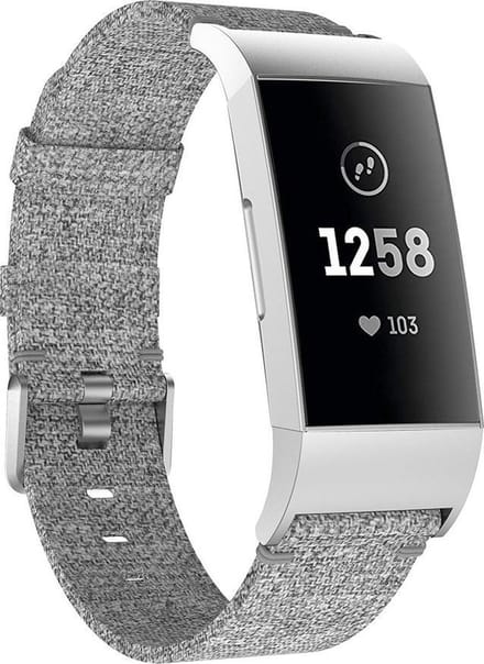 KELERINO. - Denim bandje voor Fitbit Charge 3 - Grijs