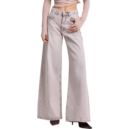 It's Basic - ELENA PALAZZO MID RISE JEANS - TAUPE
