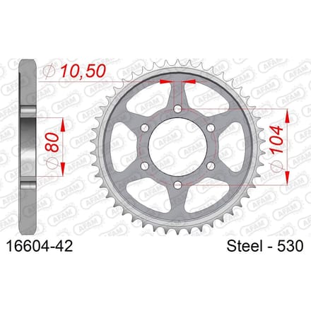 Stalen tandwiel Afam 530 42 dents