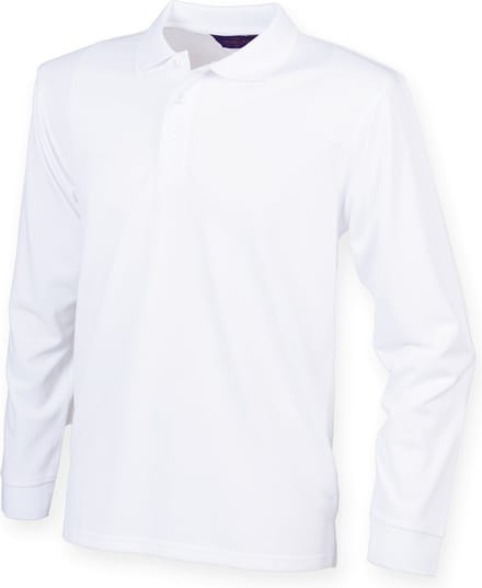 Henbury Unisex Coolplus® Long Sleeved Polo Shirt H478 - White - M