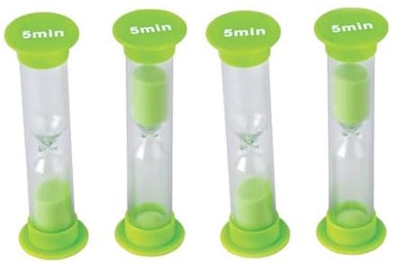 Zandloper set van 4 - 5 minuten, groen, klein
