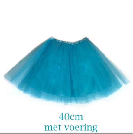 Tutu aqua blauw met voering - 40 cm