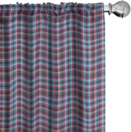 ABAKUHAUS Geruit Gordijnen – 2x75x245 cm – Microvezel – Semi-donker