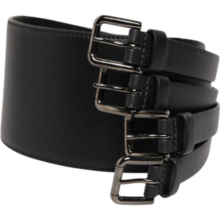 Dolce & Gabbana Zwarte Leren 4-Straps Metalen Multi-Buckle Riem