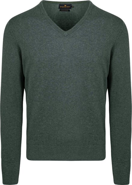 Steppin' Out Trui Cotton Cashmere V-hals Donkergroen - Maat M - Heren - Pullovers
