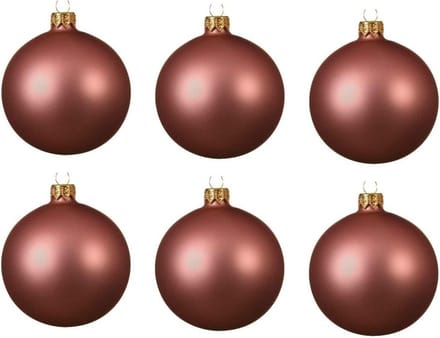 Decoris kerstballen - 6x - oudroze - 8 cm - glas - mat - velvet - kerstversiering