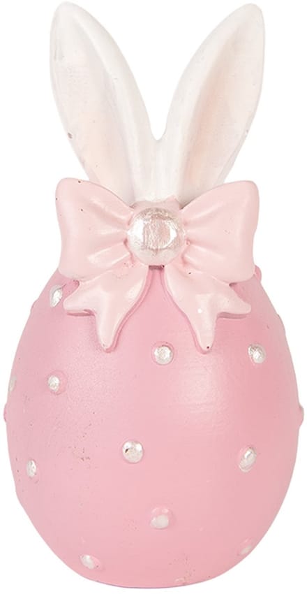 Clayre & Eef Decoratie Beeld Ei Ø 6x12 cm Roze Kunststof
