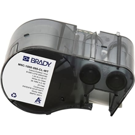 Brady M5C-1500-595-CL-WT vinyl labels wit op transparant | 38,10 mm x 6,10 m (origineel)