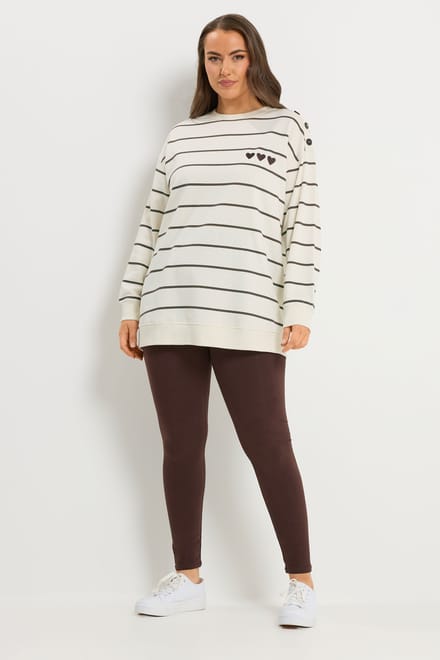 Yours Crème Gestreept Sweatshirt Size 50-52