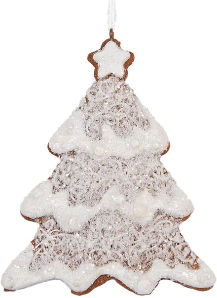 Clayre & Eef Kersthanger Kerstboom 9x1x10 cm Wit Bruin Kunststof