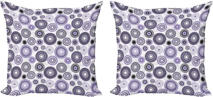 ABAKUHAUS Paarse en zwarte kussensloopset (2 stuks), Mandala, 50 cm, Paars Zwart Wit