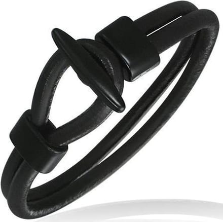 Amanto Armband Djori Black - Leer - Haak - 10mm - 22cm