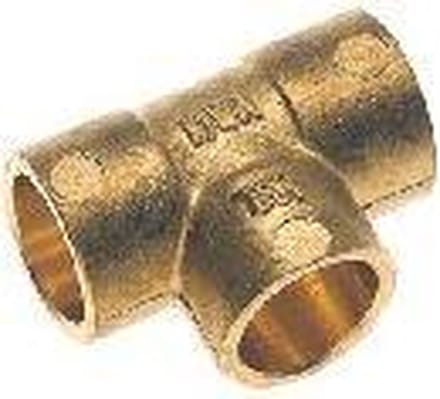 Messing t-stuk 22x15x15mm cap