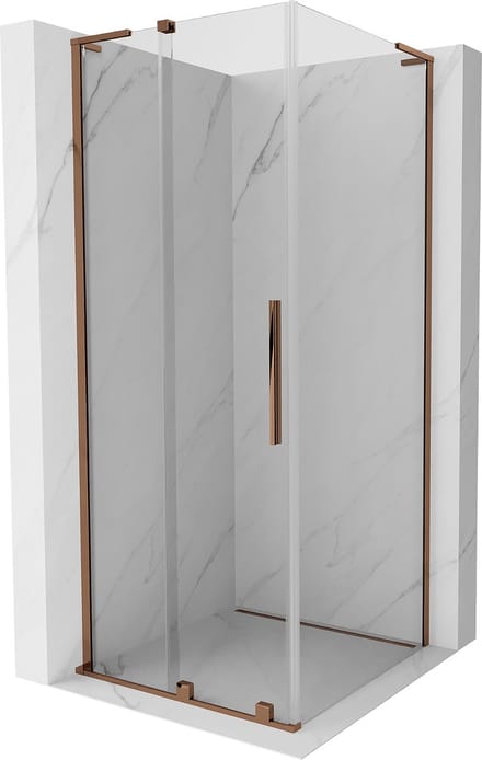 Mexen Velar L douchecabine schuifdeur 100 x 100 , transparant, rosé goud - 871-100-100-03-60