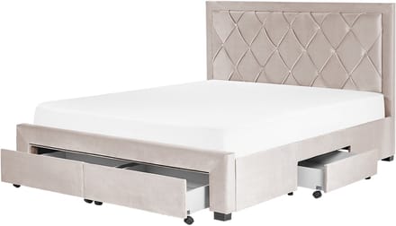 LIEVIN - Bed met opbergruimte - Beige - 160 x 200 cm - Fluweel