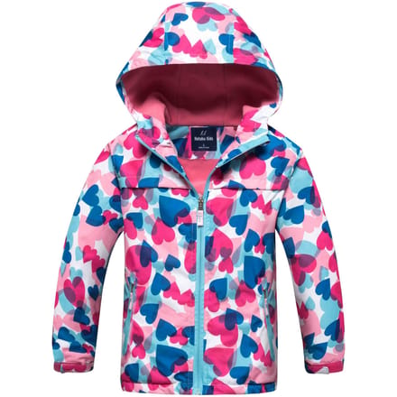Veste coupe-vent coupe-vent pour enfants, imprimé Floral, manteau à capuche, fermeture éclair, vêtements d'extérieur, automne hiver S blue