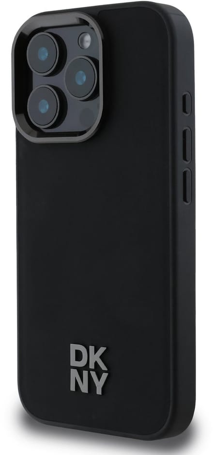 DKNY - Backcover iPhone 16 Pro Max - PU Leather Stack Logo Magsafe - Zwart