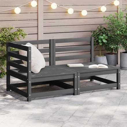 vidaXL - 2-delige - Loungeset - massief - grenenhout - grijs