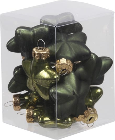 Othmar Decorations Kerstornamenten - sterren - 12x st - olijf groen - 4 cm - glas - kerstversiering