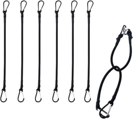 Spanrubber met Haken - Zwart - Set van 6 - Multifunctionele Rubber Spanbanden - Voor Bagage, Camping, Tuin