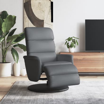 vidaXL - Fauteuil - verstelbaar - met - voetensteun - kunstleer - grijs