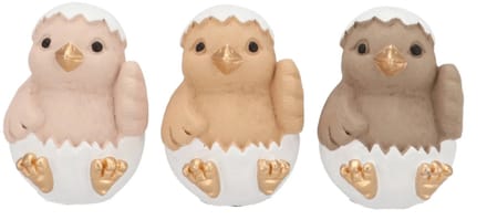 Easter birds egg natural brown mix ass 9x9x12cm - 3 stuks - Pasen