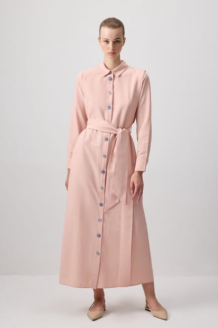 Touché Privé - Poplin blousejurk met ceintuur - Babyroze - Dames
