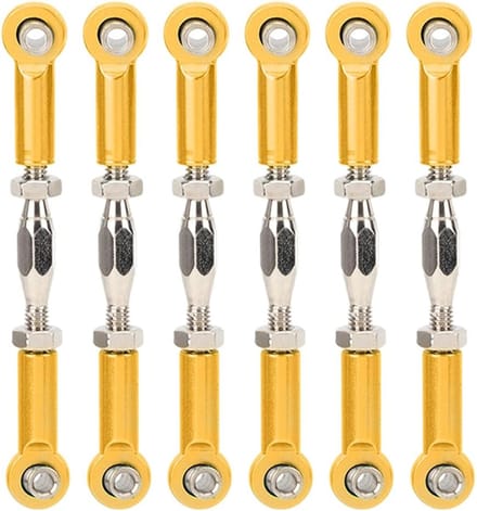 RC Auto Onderdelen - Duwstangen Koppelingen - RC Auto Tuning - Verstelbare Lengte - 6 Delige Set - Goud