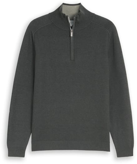 Tom Tailor - Troyer-trui van katoen - Maat XL - darkest olive melange