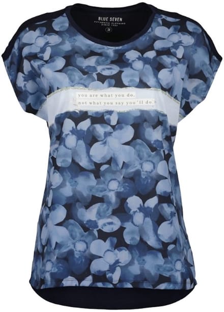Blue Seven - Shirt 105866 navy print dames - maat 40
