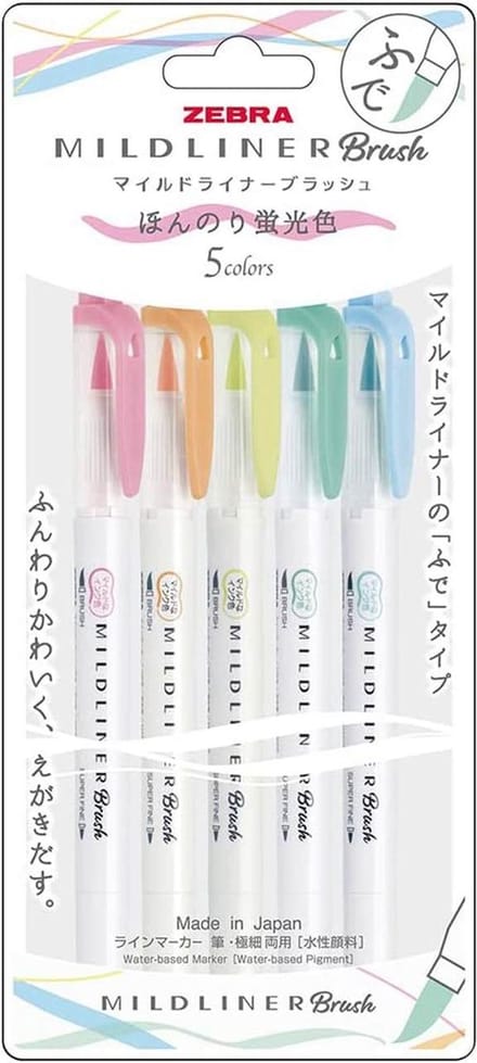 Zebra Mildliner Brush Pen - Pastel Colors - Set van 5