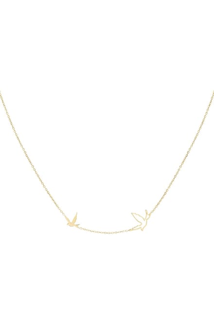 Ketting met Twee Vogels - Goud - Minimalistisch - 44cm - Dames