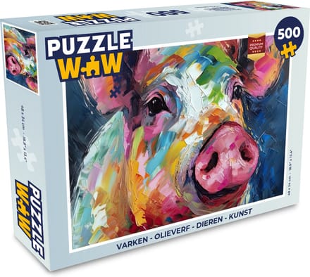Puzzel Varken - Olieverf - Dieren - Kunst - Legpuzzel - Puzzel 500 stukjes