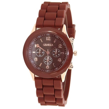 Fako® - Horloge - Geneva - Siliconen Candy - Bruin