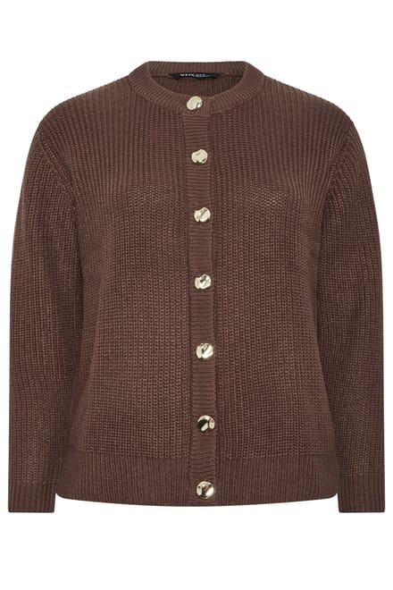 Yours Curve Chocoladebruin Gebreid Vest Met Metalen Knopen Size 50-52