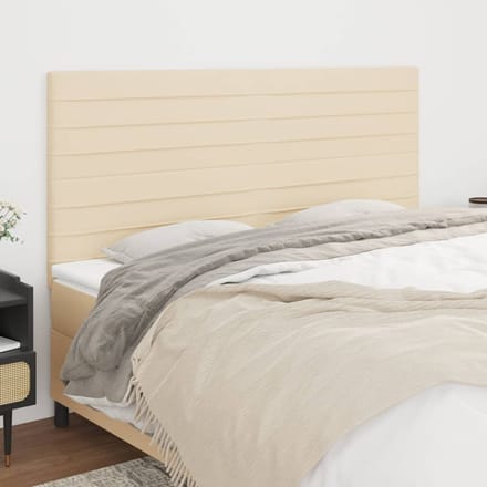 vidaXL - Hoofdbord - crème - 200x5x118/128 - cm - stof