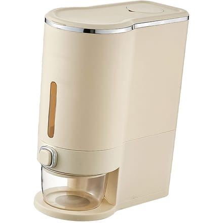 Rijstbewaarbox met grote capaciteit, perfecte afsluiting, vochtbestendig, druksluiting, keukenrijstdispenser. beige