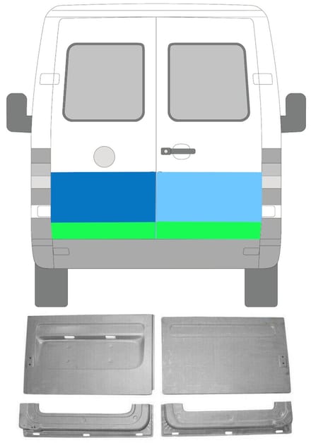 Reparatie plaatwerk achterste deuren voor Volkswagen LT 1996-2005