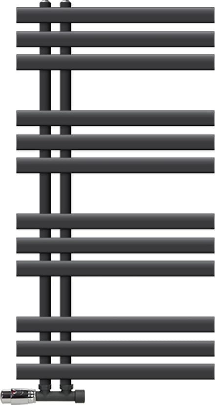 LuxeBath badkamer radiator Ijzer EM 500x1000 mm antraciet middenaansluiting met aansluitset en thermostaat hoekwand, design radiator badkamer verwarming handdoekwarmer handdoekdroger handdoekradiator