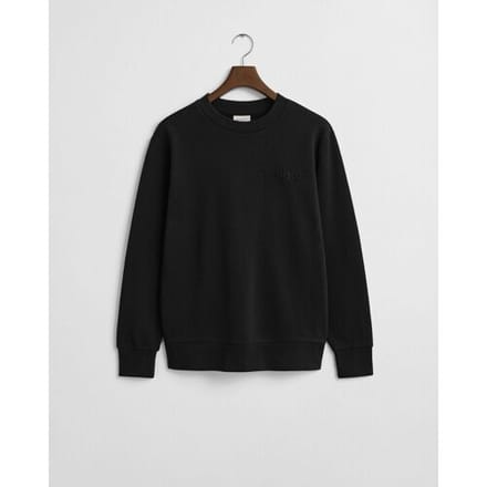 Gant Trui Tonal Shield Crew Neck Sweat Zwart / male